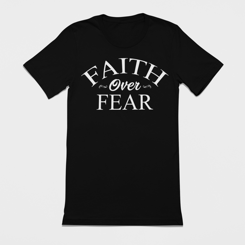 Wear this T-shirt with assurance, wear it like you mean it, wear it like you believe it, and be an inspiration. Faith Over Fear unisex t-shirt Classic t-shirt, fits both men and women (women consider choosing a size down if a more fitted look is desired) Soft and lightweight, with the right amount of stretch, comfortable and flattering for all. Pre-shrunk fabric, 100% combed and ring spun cotton For Print Care: wash cold, turn inside out, gentle cycle mild detergent, no fabric softener